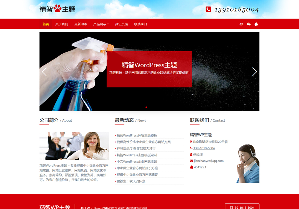 红色消毒清洁wordpress主题模板