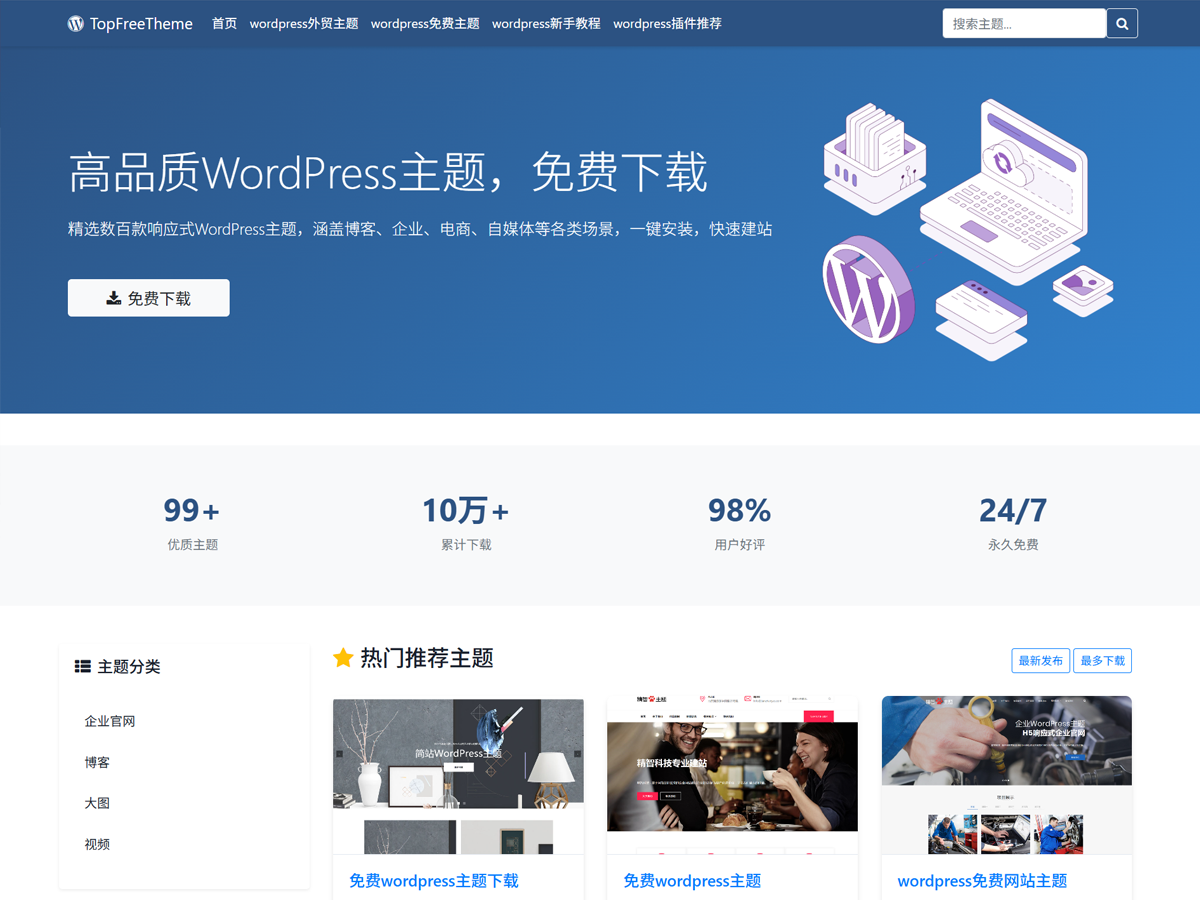 wordpress整站模板文件源码+演示数据
